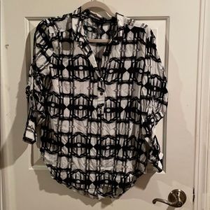 Black and white work blouse